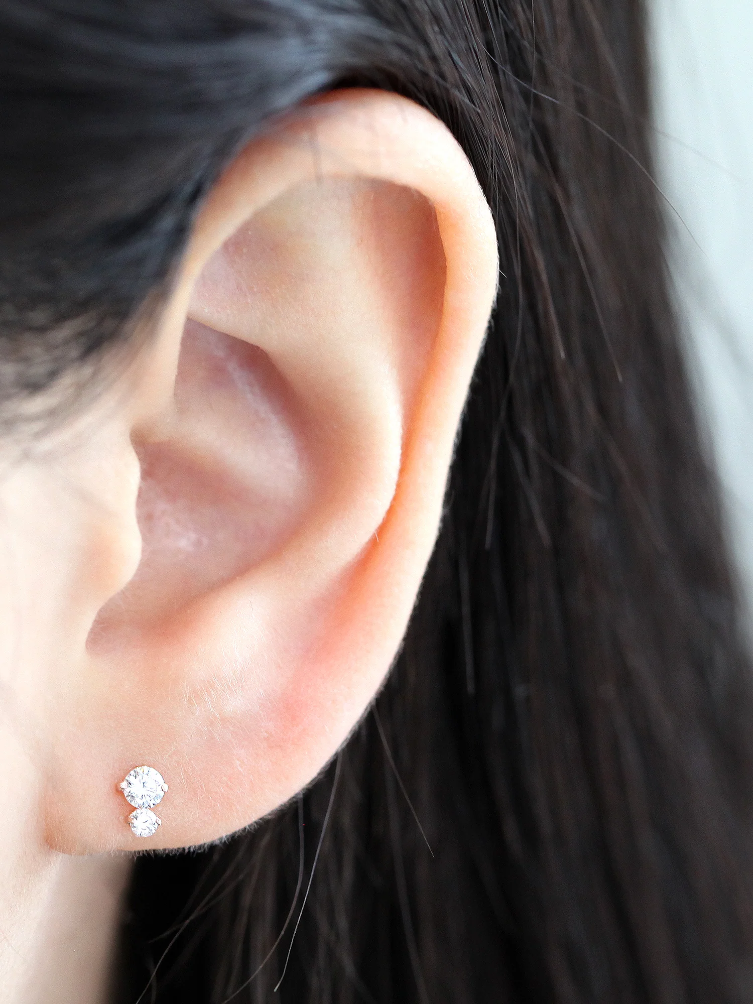 14K Gold Double Cubic Cartilage Earring 20G - Image 7