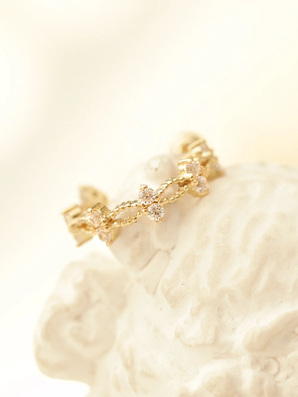 14K Gold Double Cubic Twist Half Ring Cartilage Earring 20G18G16G - Image 3