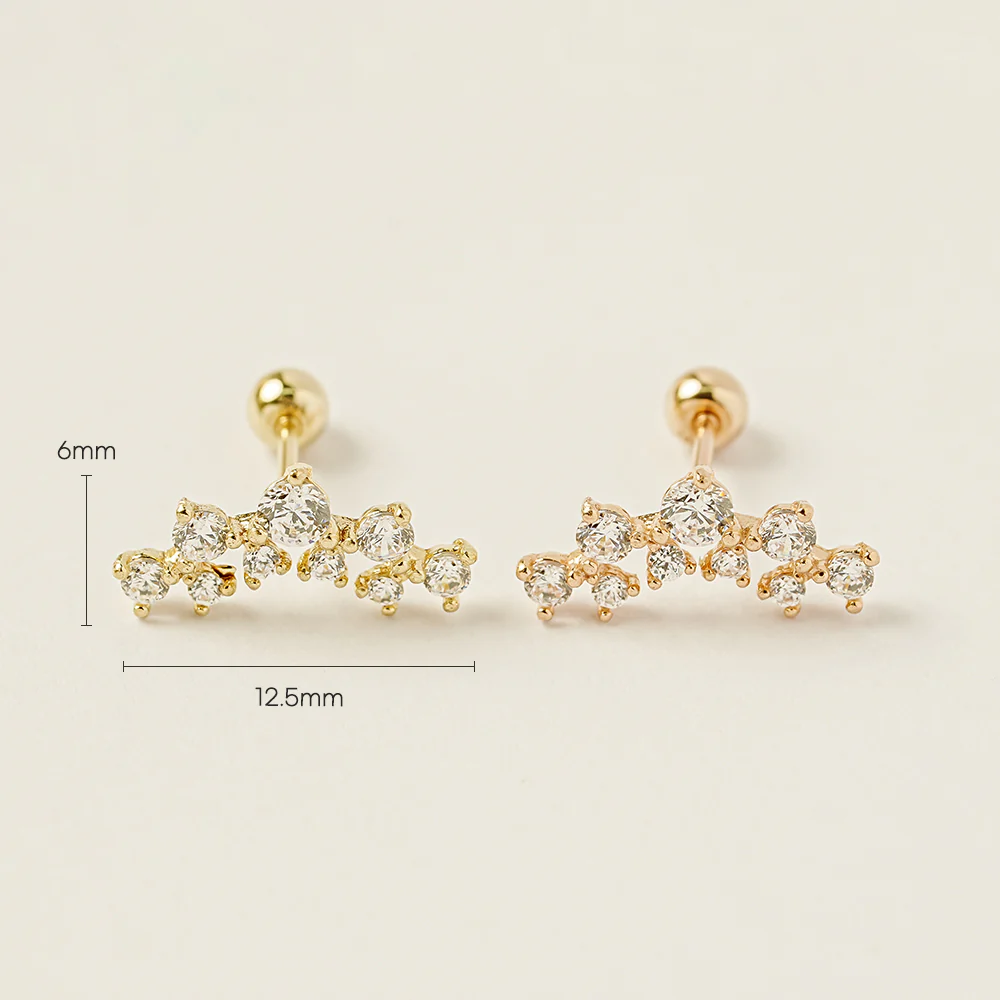 14K Gold Double Curved Tiara Cartilage Earring 20G18G16G - Image 15