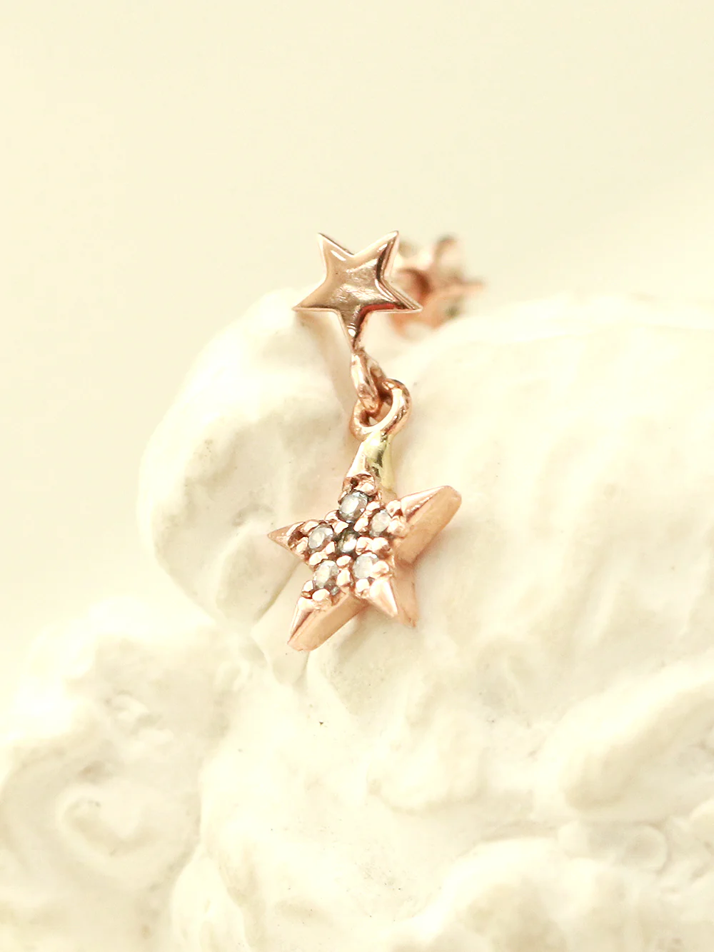 14K Gold Double Drop Star Cartilage Earring 18G - Image 5