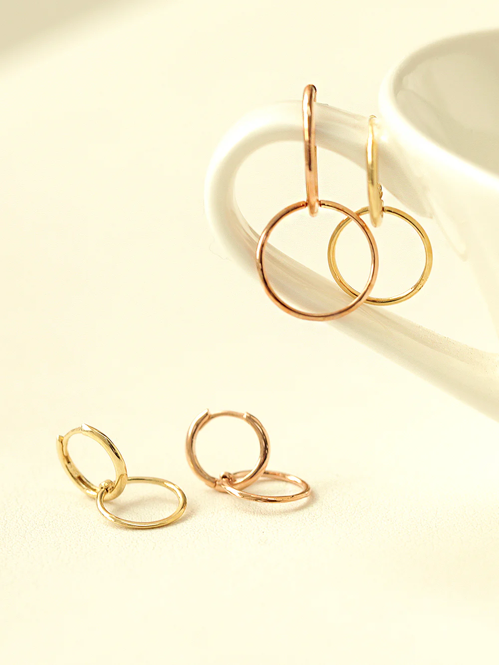 14K Gold Double Hoop Earring - Image 8