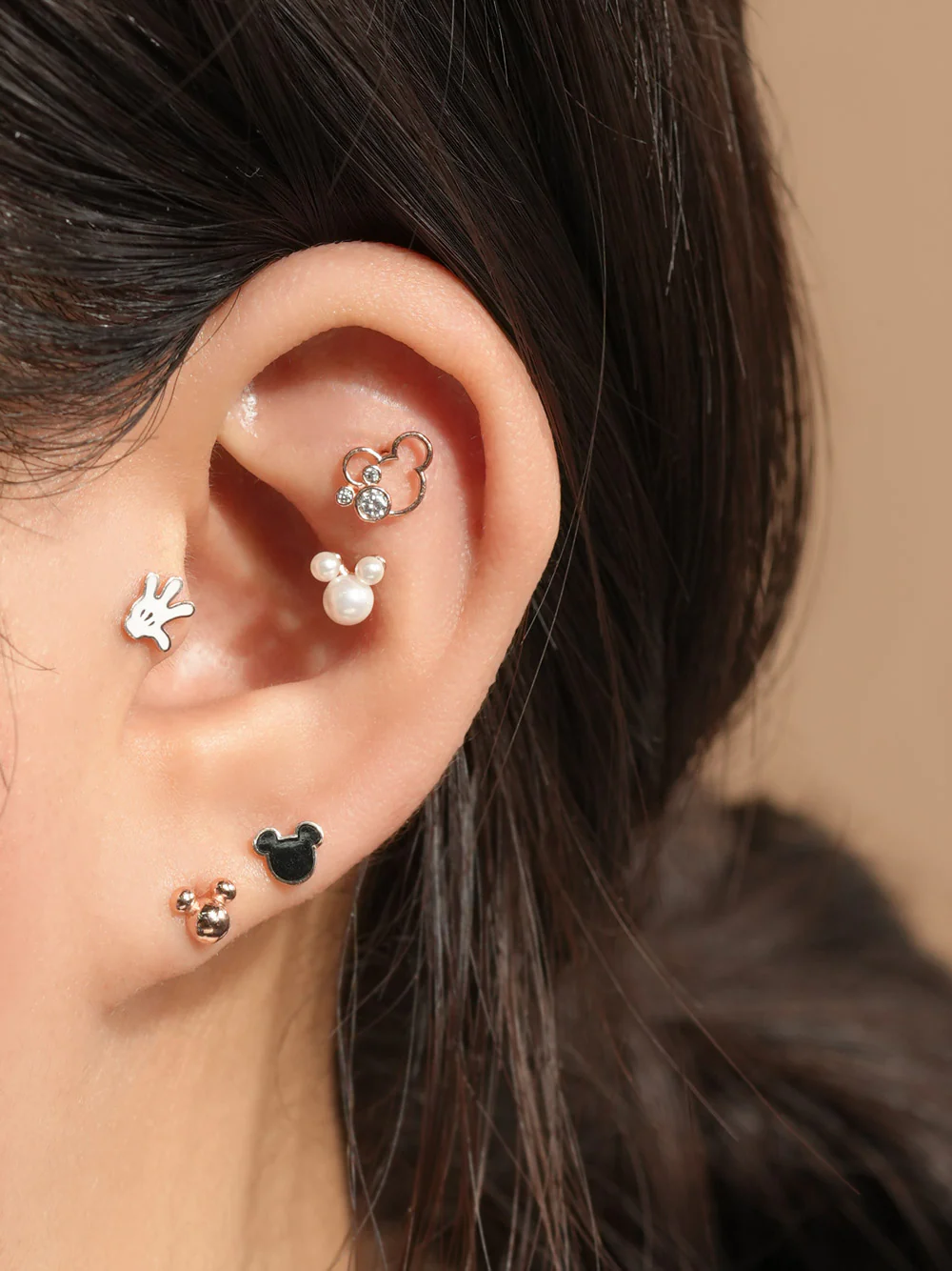 14K Gold Double Mouse Cartilage Earring 20G - Image 6