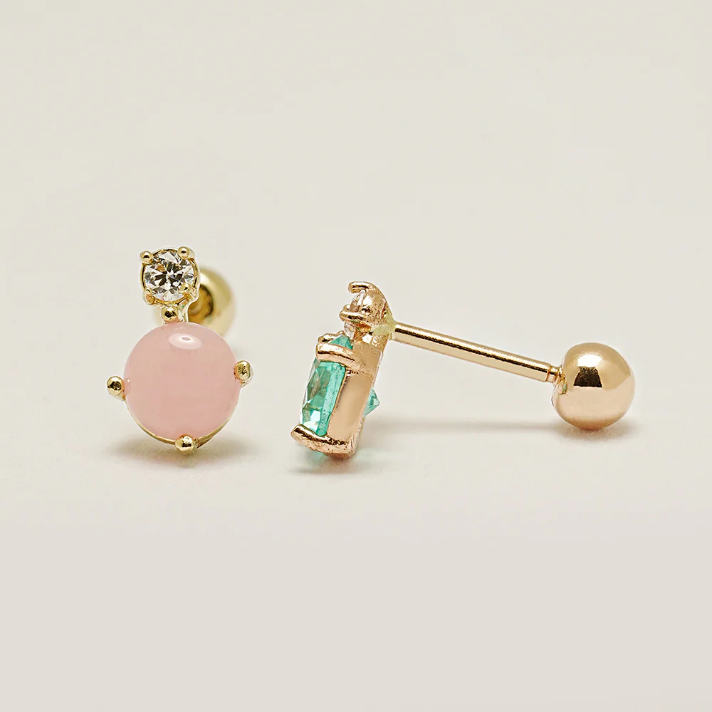 14K Gold Double Point CZ Cartilage Earring 20G18G16G - Image 14