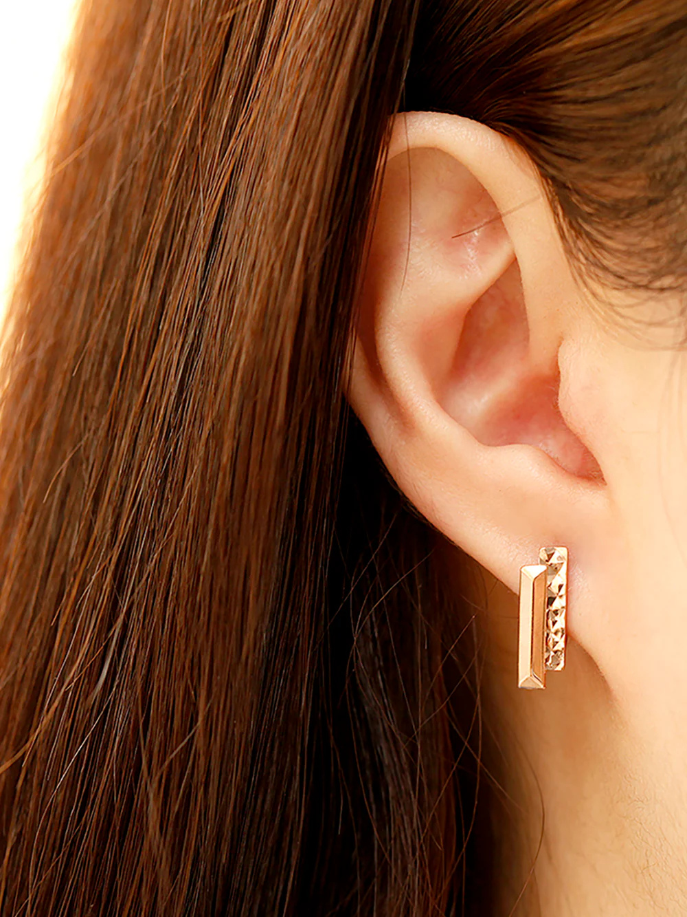 14K Gold Double Sticks Cartilage Hoop Earring - Image 4