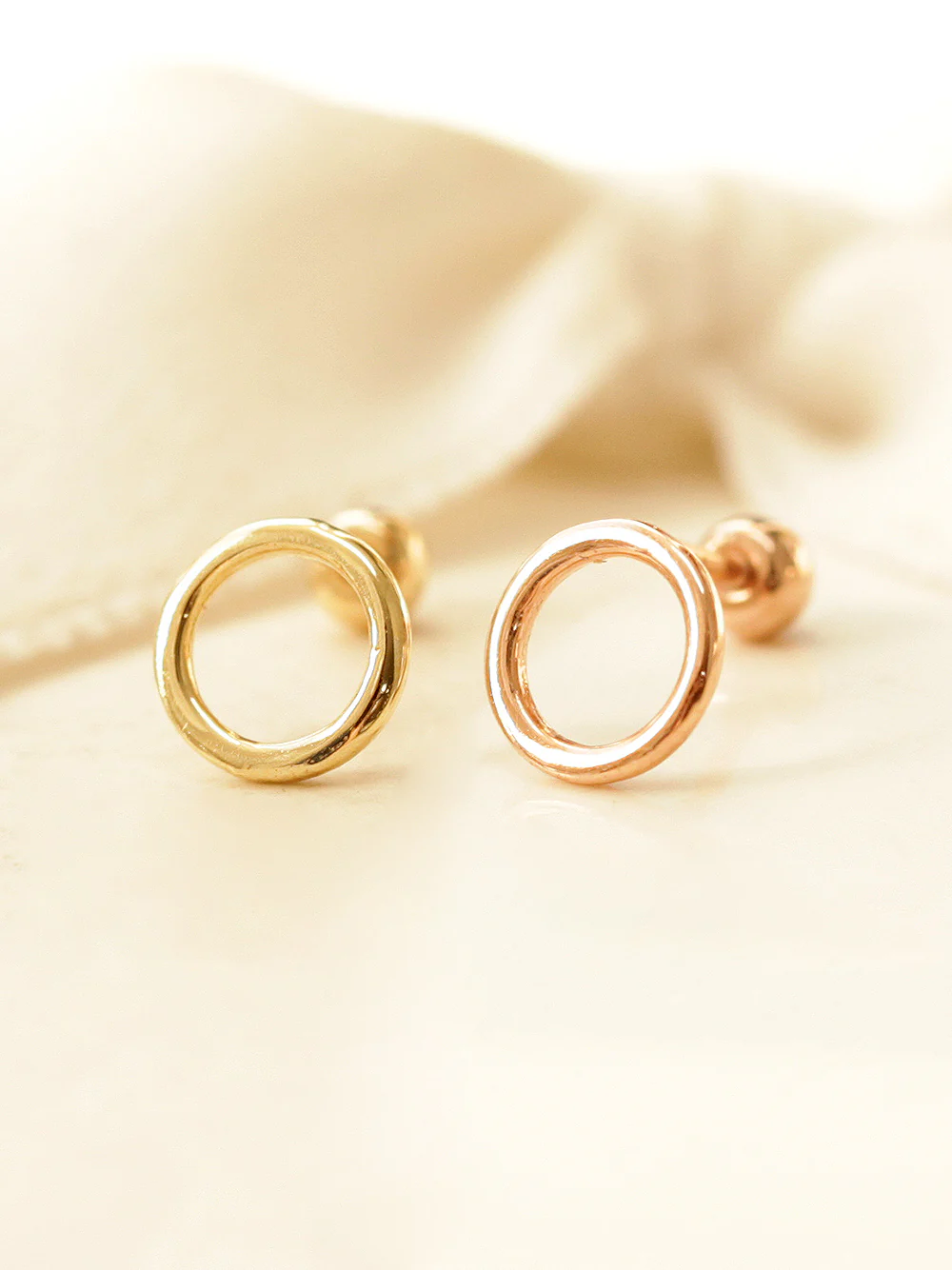 14K Gold Doughnut Round Cartilage Earring 20G - Image 3