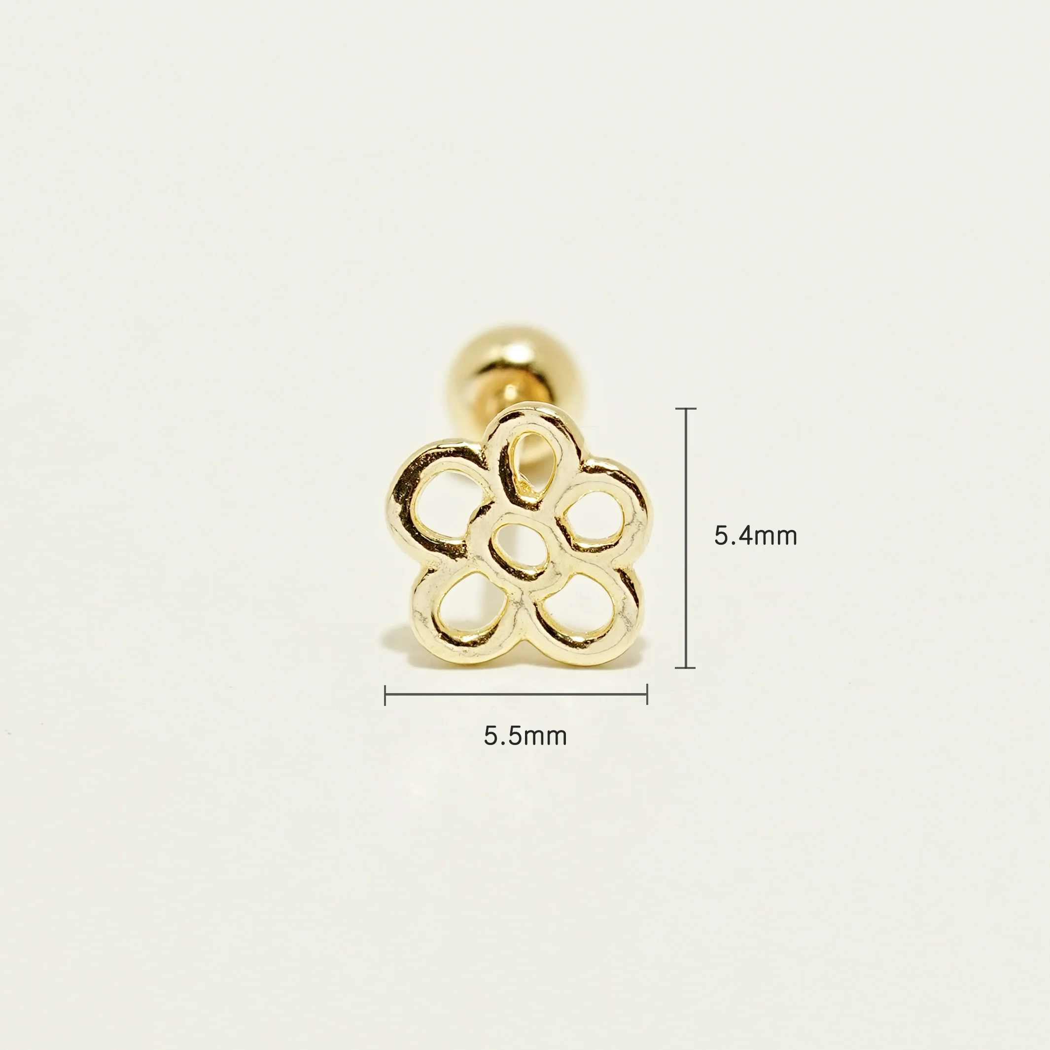 14K Gold Drawing Flower Cartilage Earring 20G - Image 10