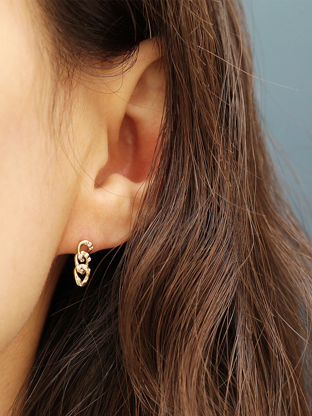 14K Gold Drop Cubic Chain Cartilage Earring 20G - Image 2