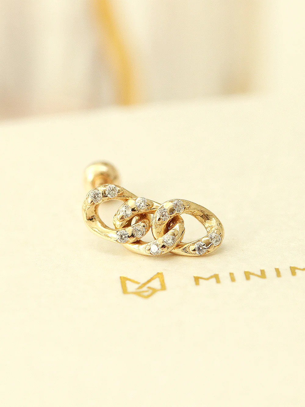 14K Gold Drop Cubic Chain Cartilage Earring 20G - Image 6