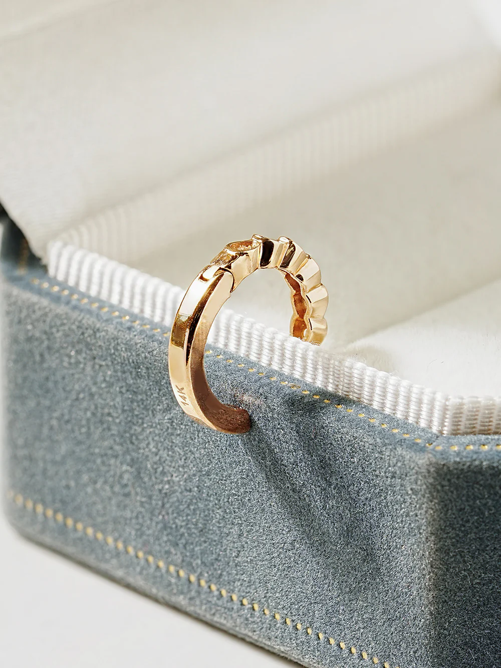 14K Gold Droplet Cubic Ear cuff - Image 10