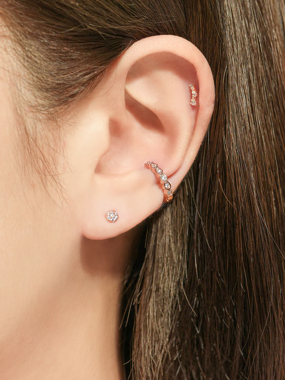 14K Gold Droplet Cubic Ear cuff - Image 3