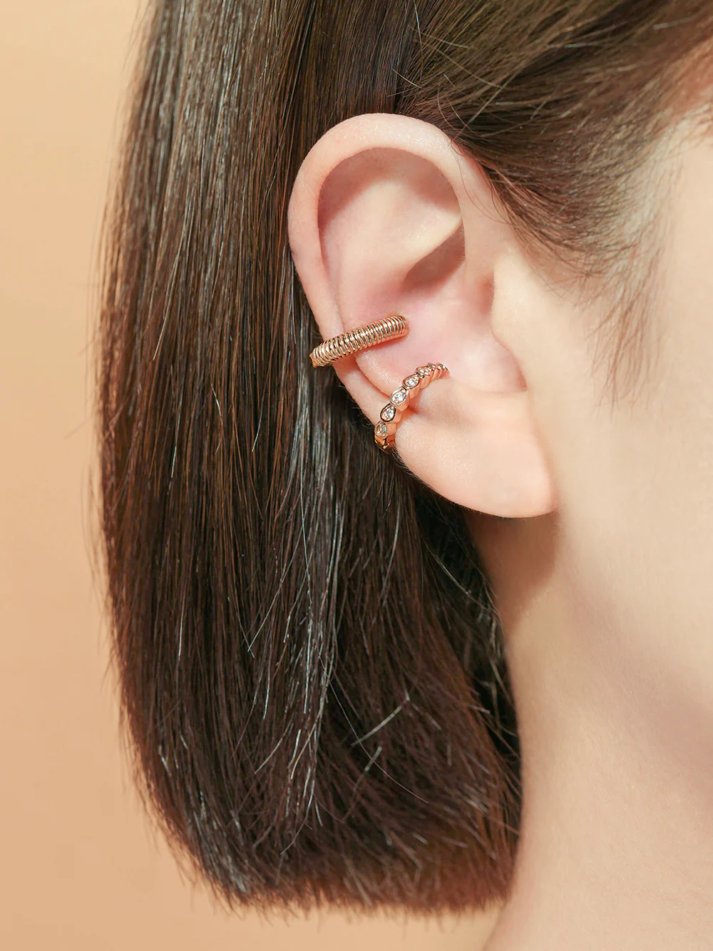 14K Gold Droplet Cubic Ear cuff - Image 5