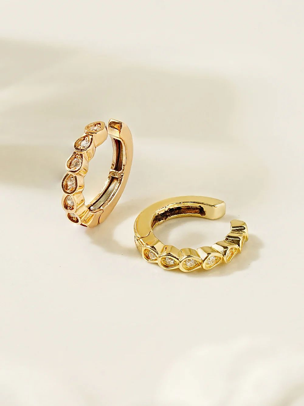 14K Gold Droplet Cubic Ear cuff - Image 6