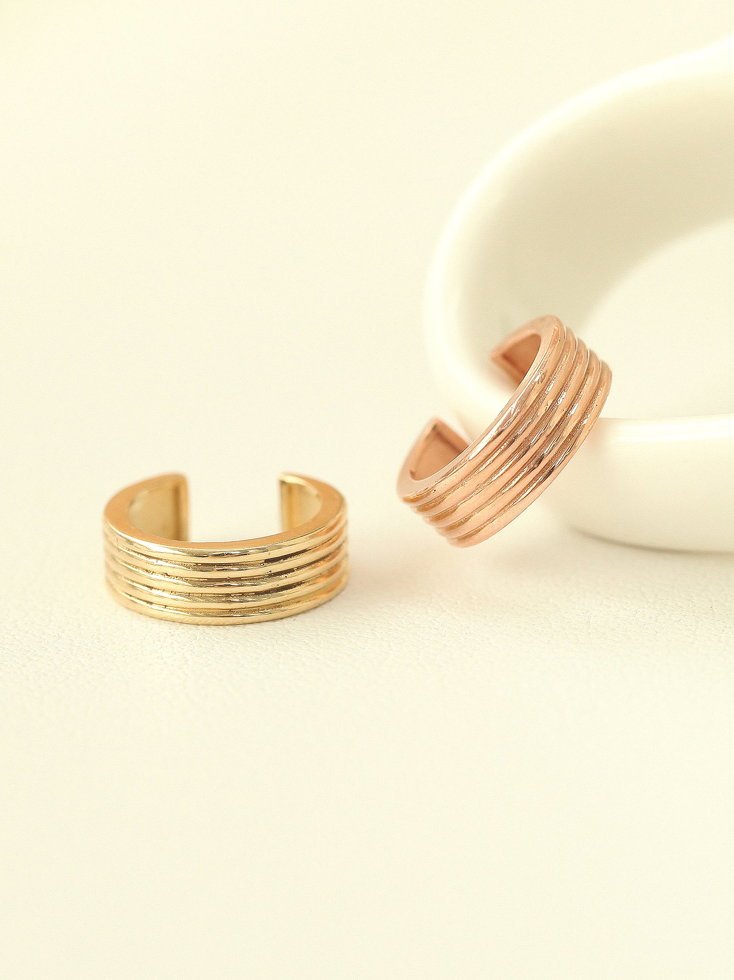 14K Gold Five line Ear Cuff - Image 4