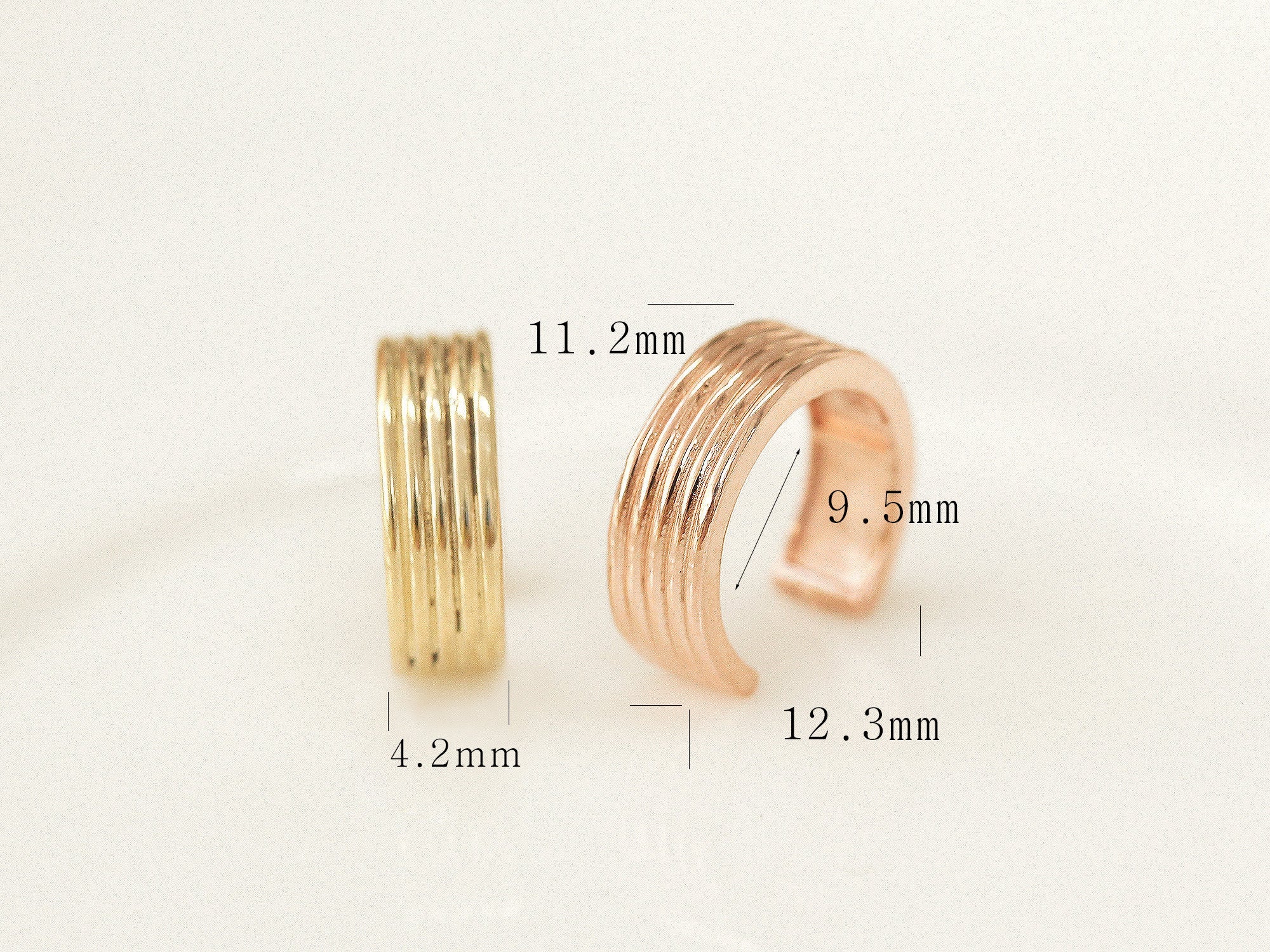 14K Gold Five line Ear Cuff - Image 9
