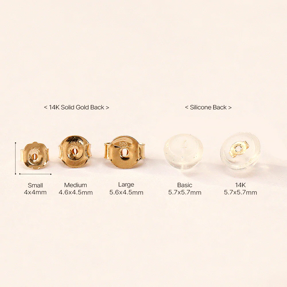 14K Gold Solid and Silicone earring backs - Image 6