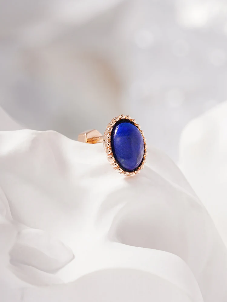 14K Gold Elegance Crown Lapis Lazuli Cartilage Earring 18G - Image 7