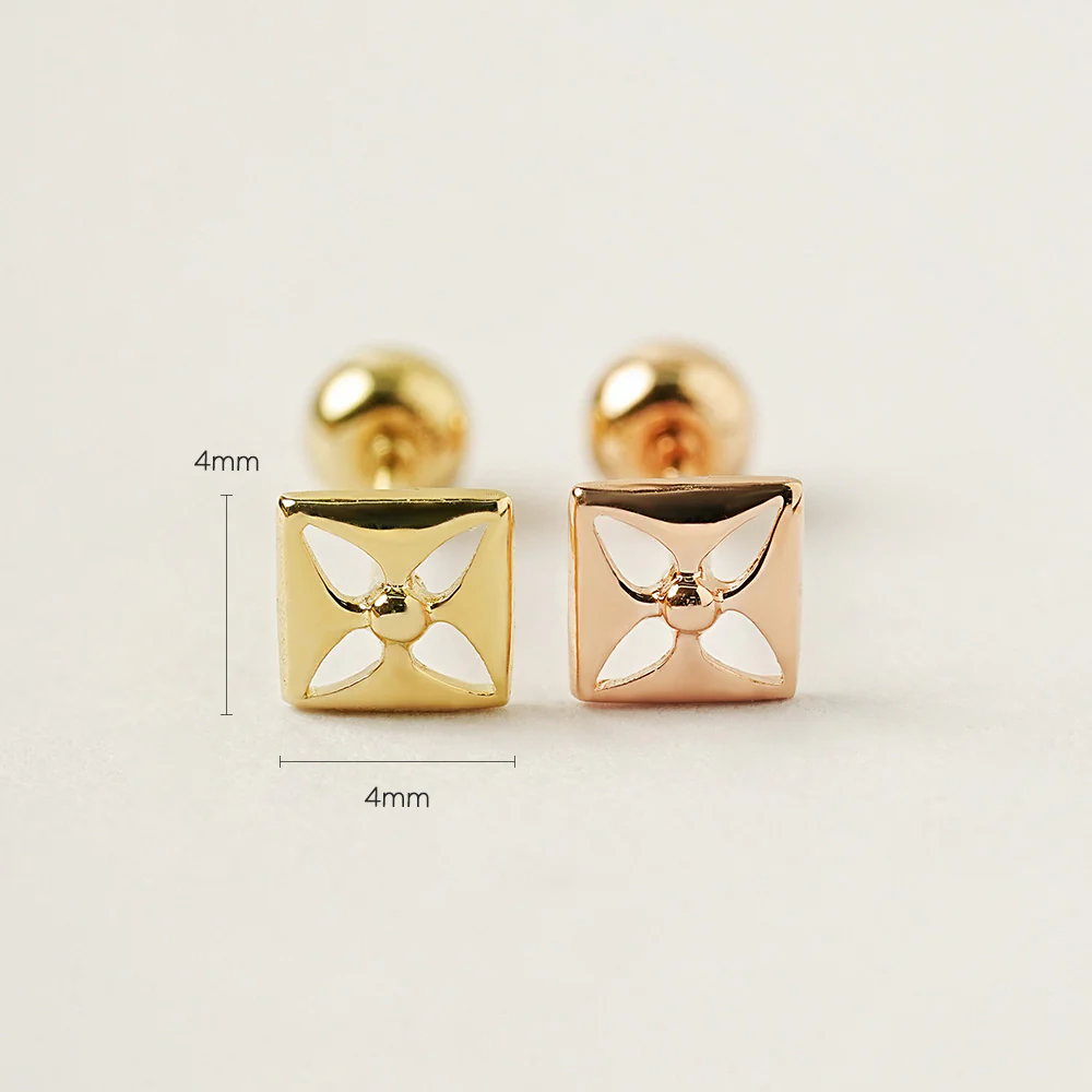 14K Gold Ellipse Flower Cartilage Earring 20G - Image 7