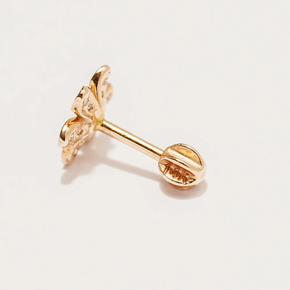 14K Gold Elysee Flower Cartilage Earring 18G16G - Image 12