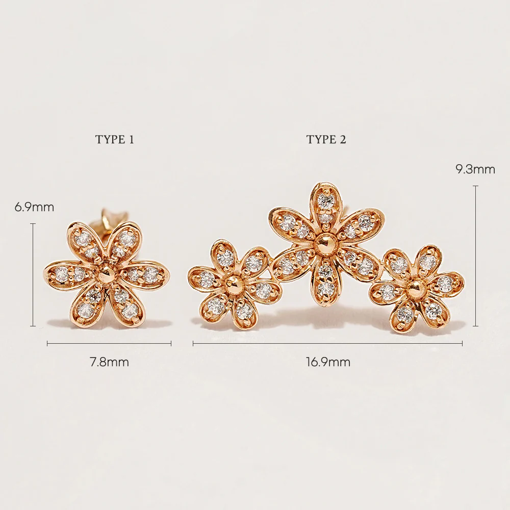 14K Gold Elysee Flower Cartilage Earring 18G16G - Image 13