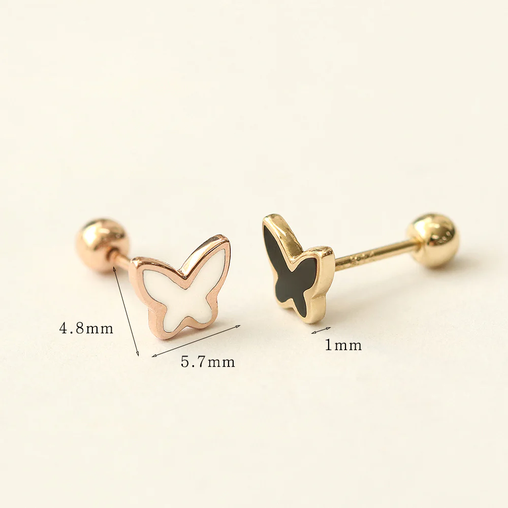 14K Gold Enamel Color Butterfly Cartilage Earring 20G18G16G - Image 13