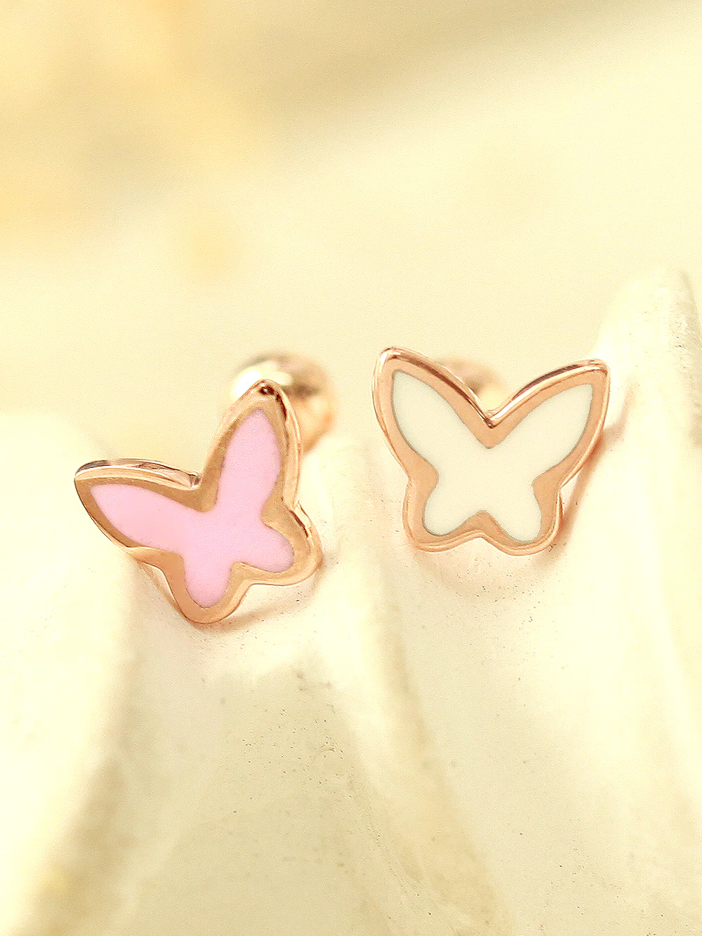 14K Gold Enamel Color Butterfly Cartilage Earring 20G18G16G - Image 5