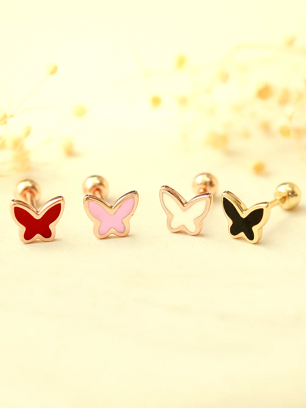 14K Gold Enamel Color Butterfly Cartilage Earring 20G18G16G - Image 7