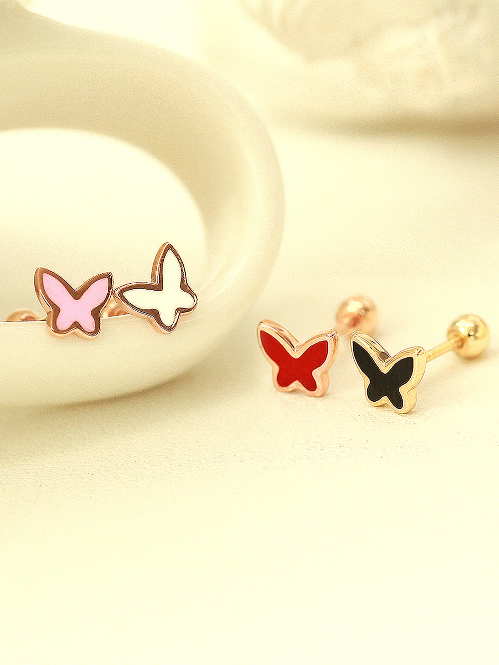 14K Gold Enamel Color Butterfly Cartilage Earring 20G18G16G - Image 9