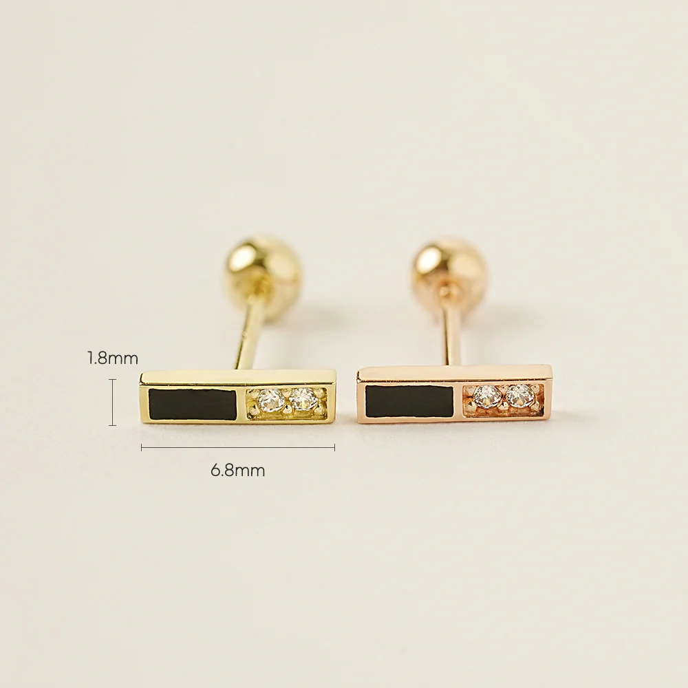 14K Gold Enamel Cubic Half Stick Cartilage Earring 20G - Image 5
