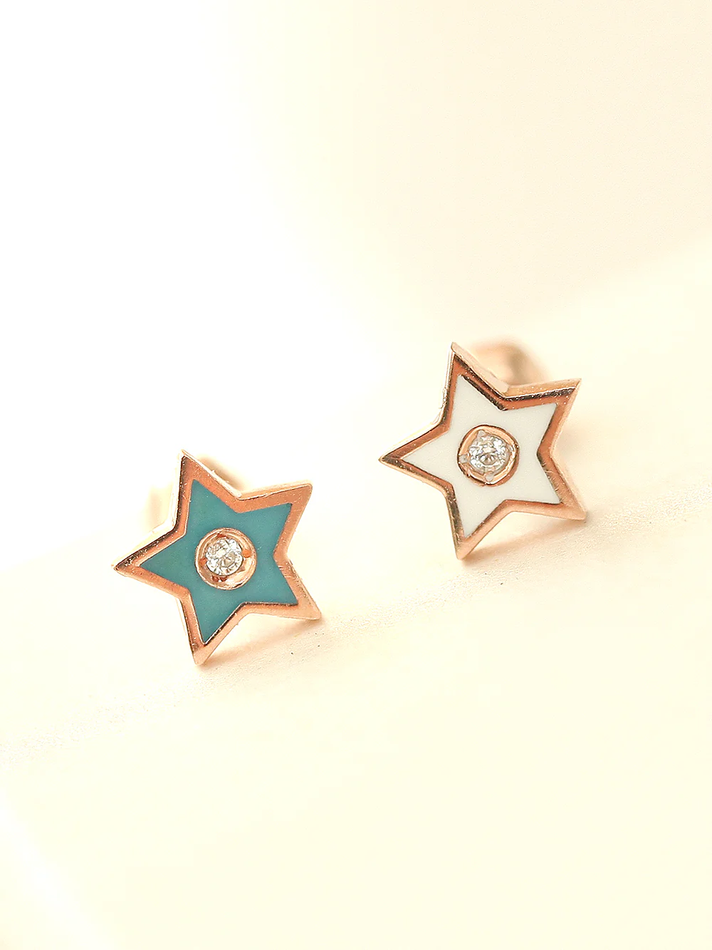 14K Gold Enamel Cubic Star Cartilage Earring 18G16G - Image 8