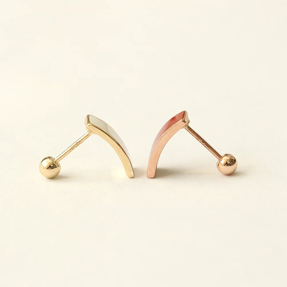 14K Gold Enamel Curve Stick Cartilage Earring 20G18G16G - Image 12
