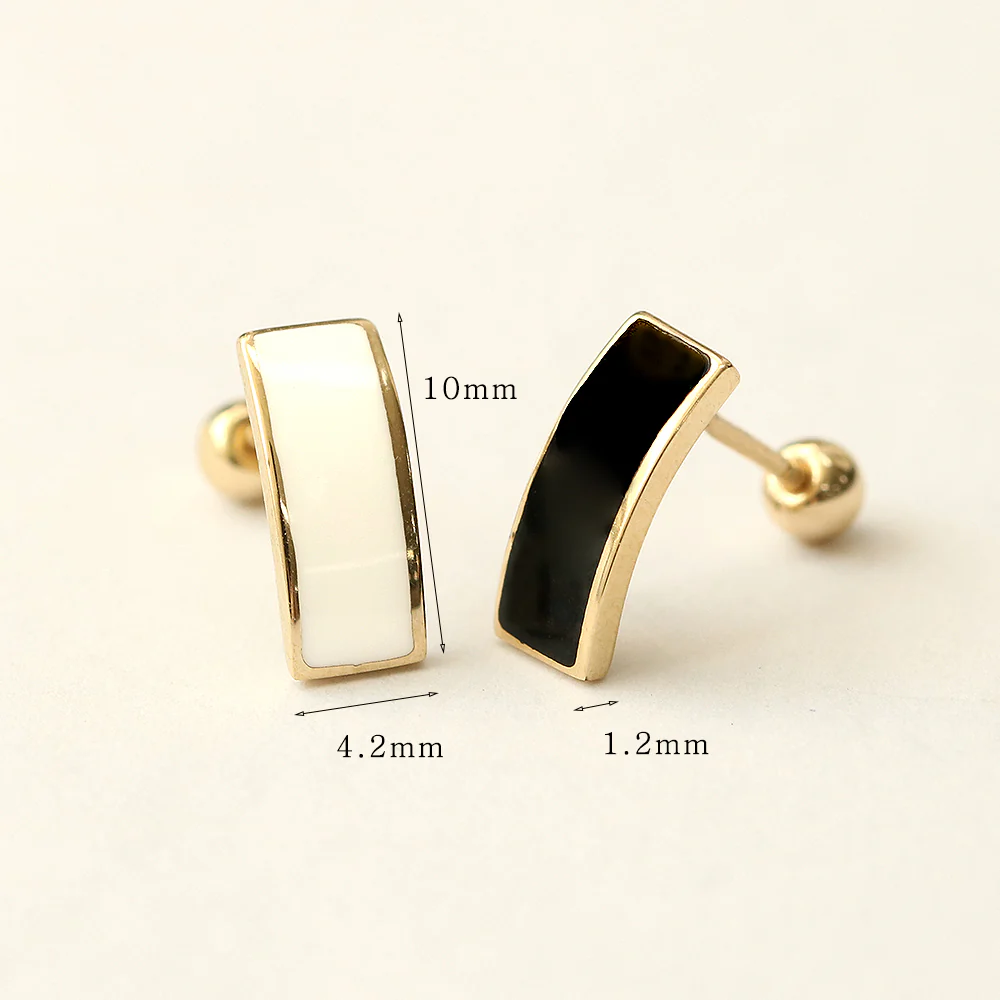 14K Gold Enamel Curve Stick Cartilage Earring 20G18G16G - Image 13