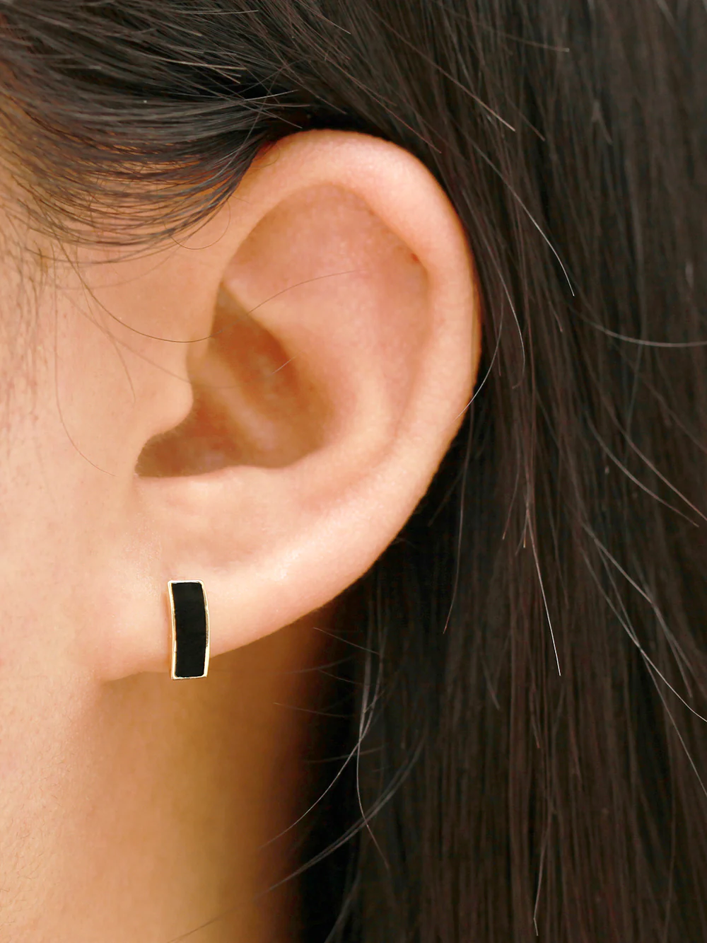 14K Gold Enamel Curve Stick Cartilage Earring 20G18G16G - Image 2