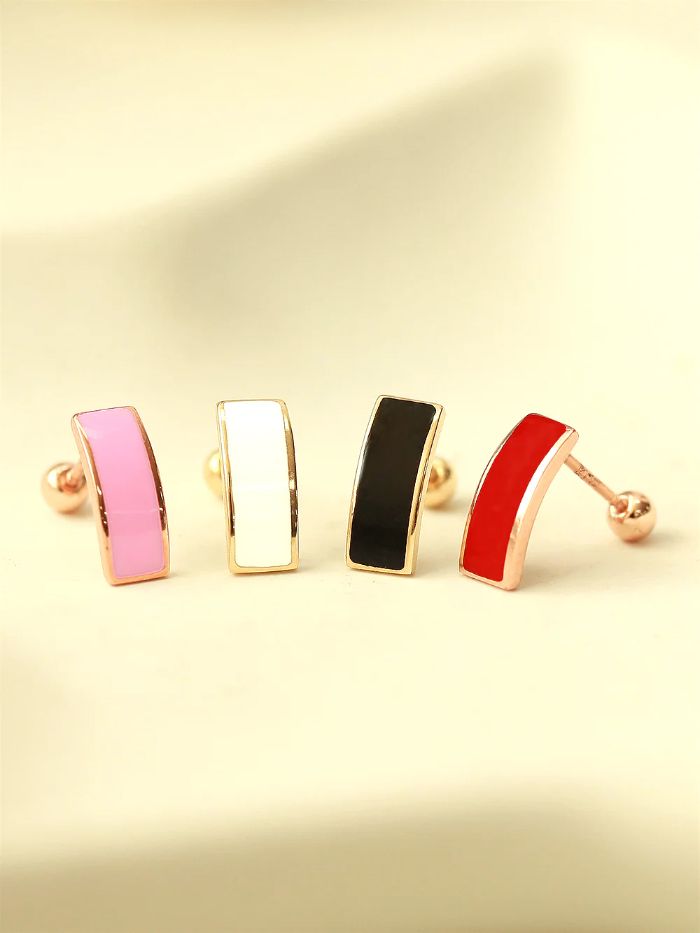 14K Gold Enamel Curve Stick Cartilage Earring 20G18G16G - Image 7
