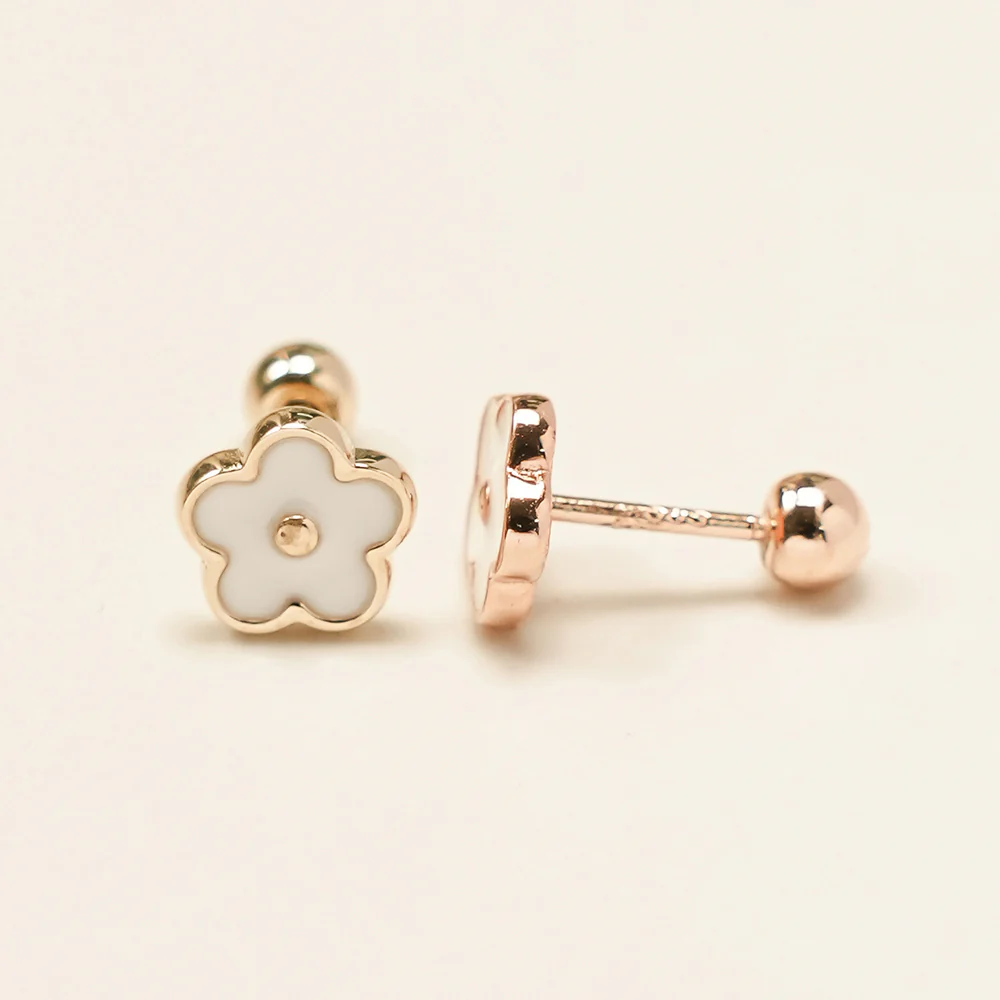 14K Gold Enamel Flower Cartilage Earring 20G18G16G - Image 10