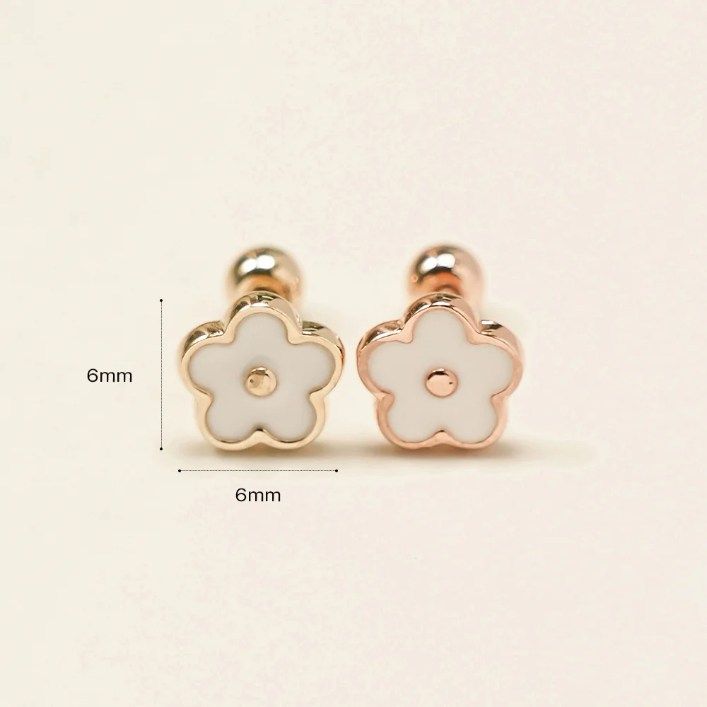 14K Gold Enamel Flower Cartilage Earring 20G18G16G - Image 12
