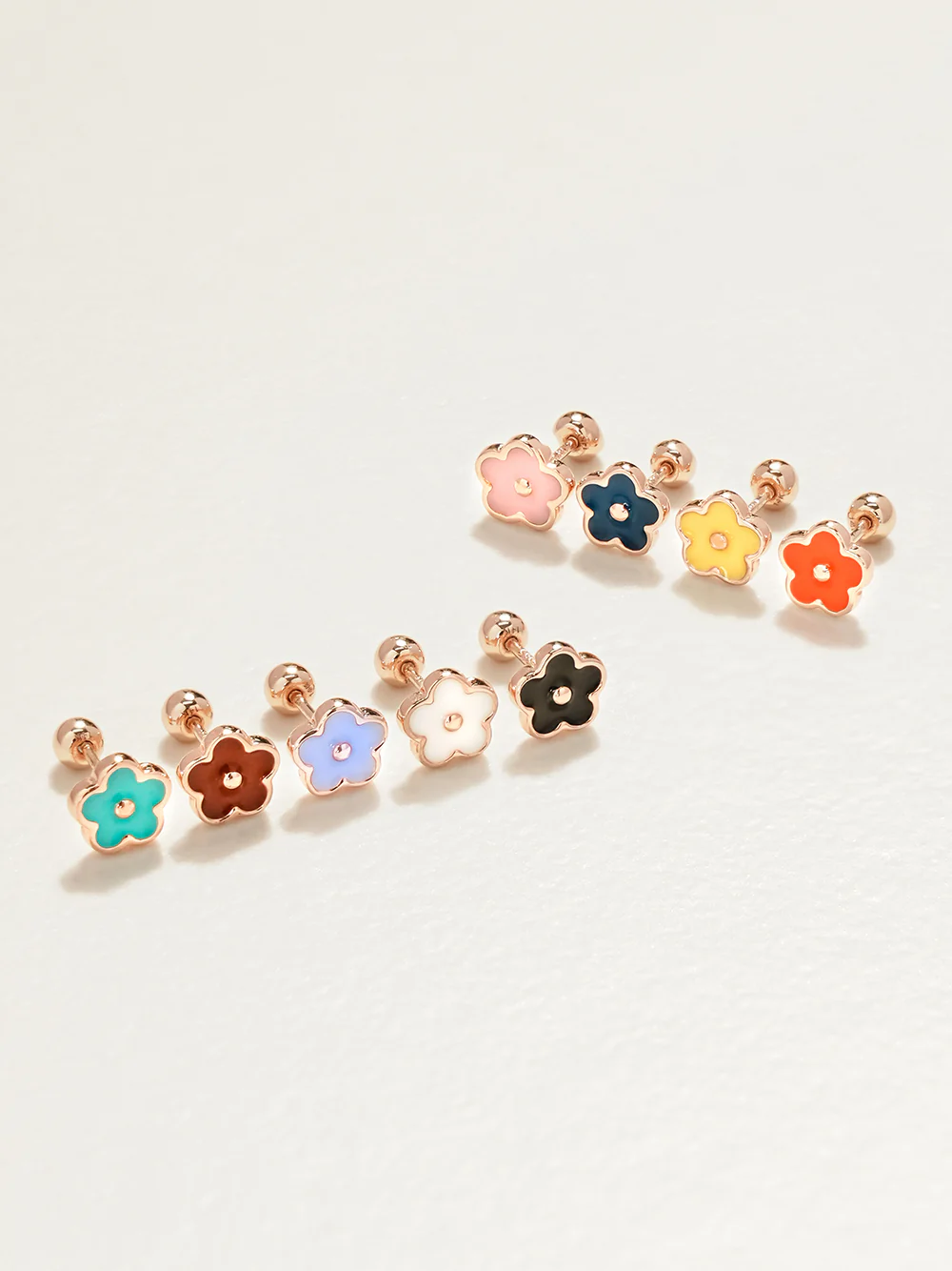 14K Gold Enamel Flower Cartilage Earring 20G18G16G - Image 3