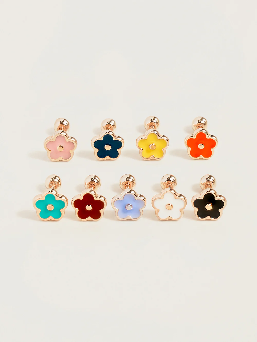 14K Gold Enamel Flower Cartilage Earring 20G18G16G - Image 5