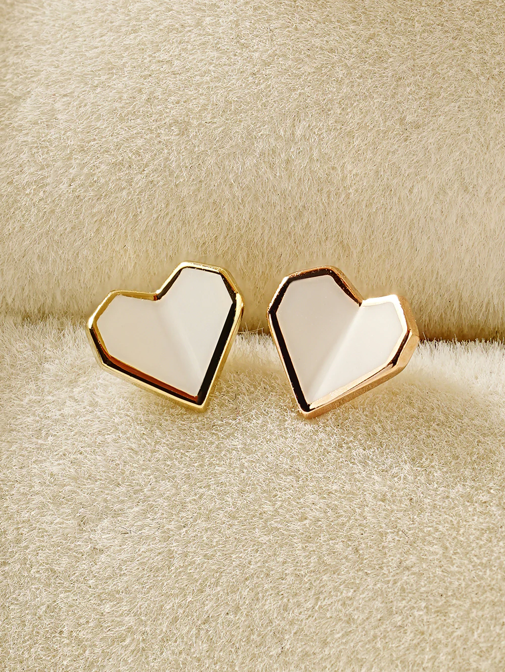 14K Gold Enamel Fold Heart Earring 20G18G16G - Image 11