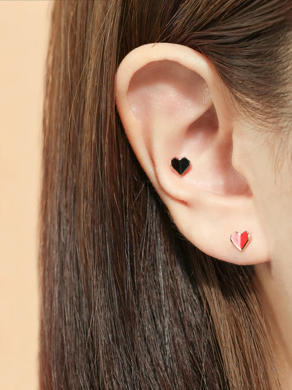 14K Gold Enamel Fold Heart Earring 20G18G16G - Image 14