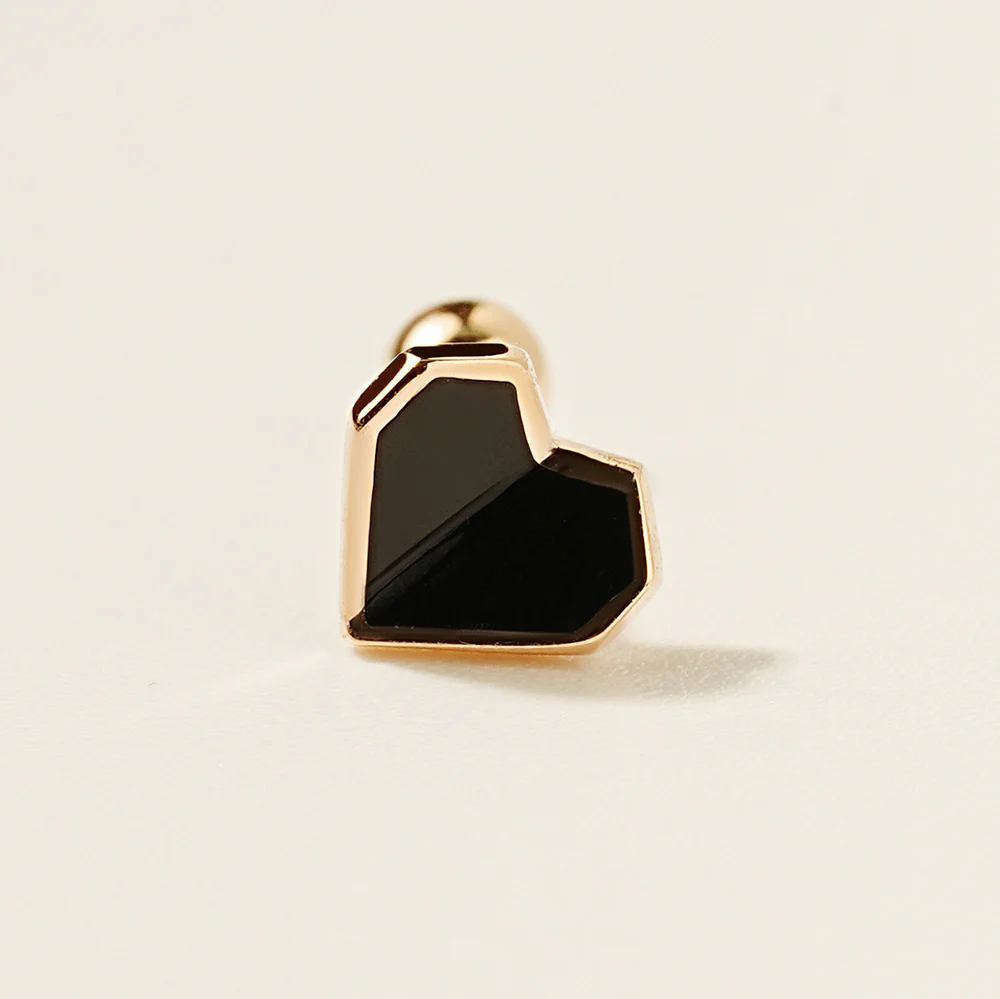 14K Gold Enamel Fold Heart Earring 20G18G16G - Image 15