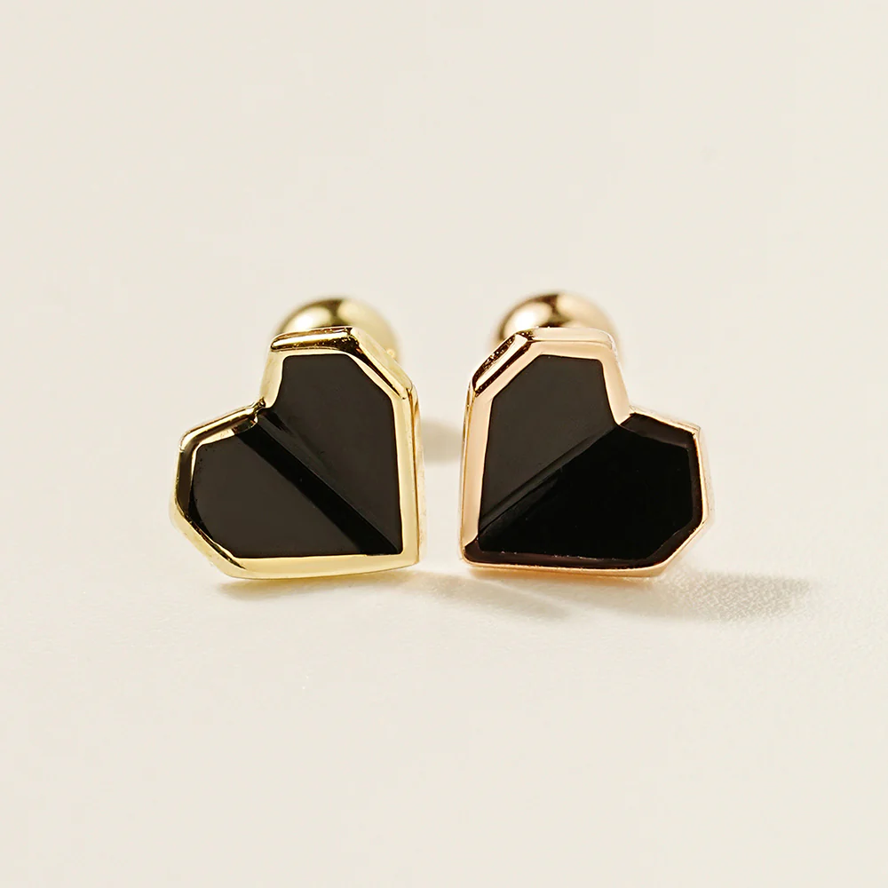 14K Gold Enamel Fold Heart Earring 20G18G16G - Image 19