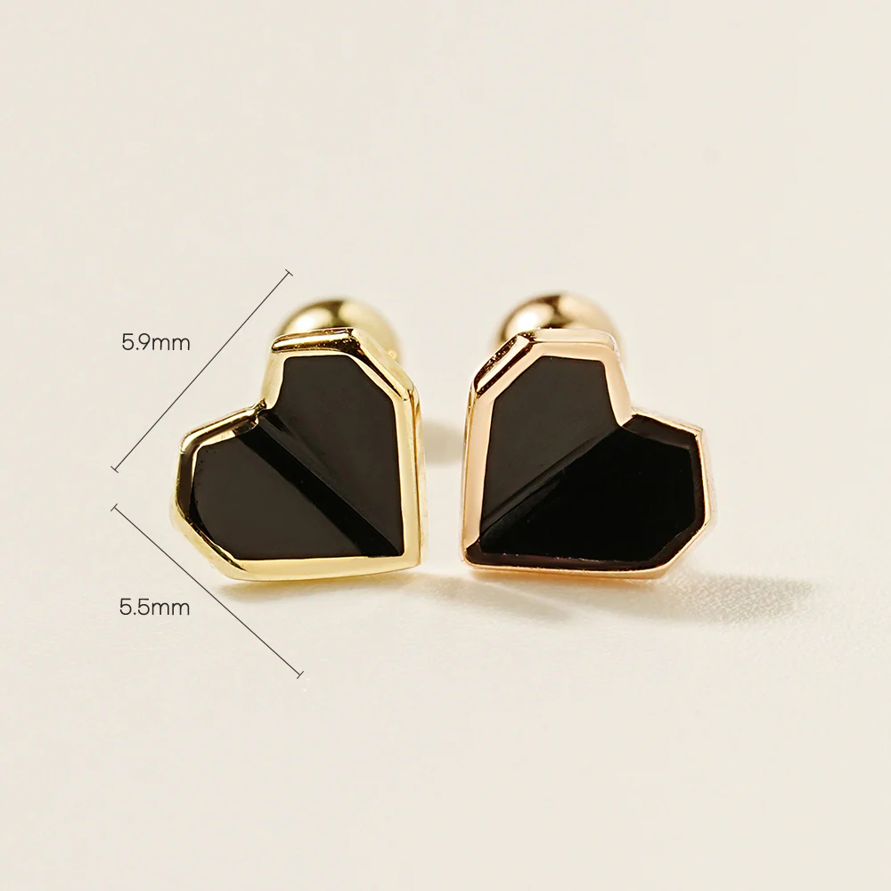 14K Gold Enamel Fold Heart Earring 20G18G16G - Image 22