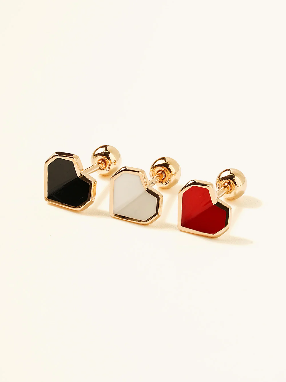 14K Gold Enamel Fold Heart Earring 20G18G16G - Image 3