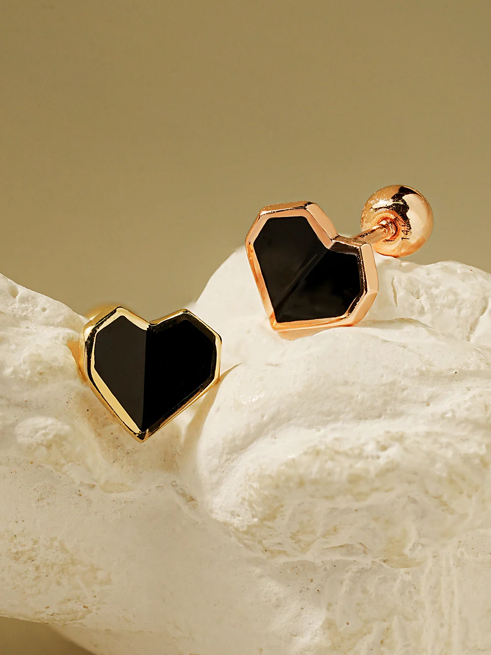 14K Gold Enamel Fold Heart Earring 20G18G16G - Image 7