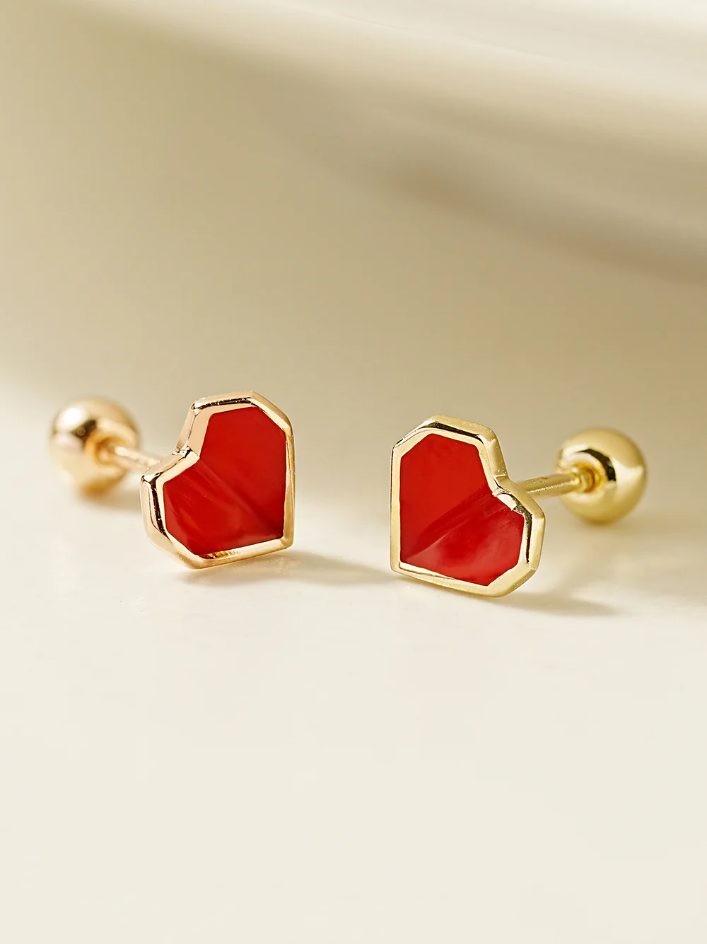 14K Gold Enamel Fold Heart Earring 20G18G16G - Image 9