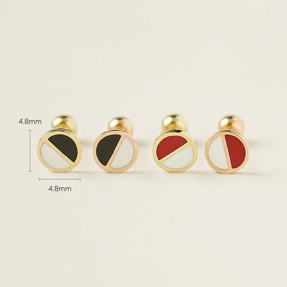 14K Gold Enamel Half Color Circle Cartilage Earring 20G - Image 5