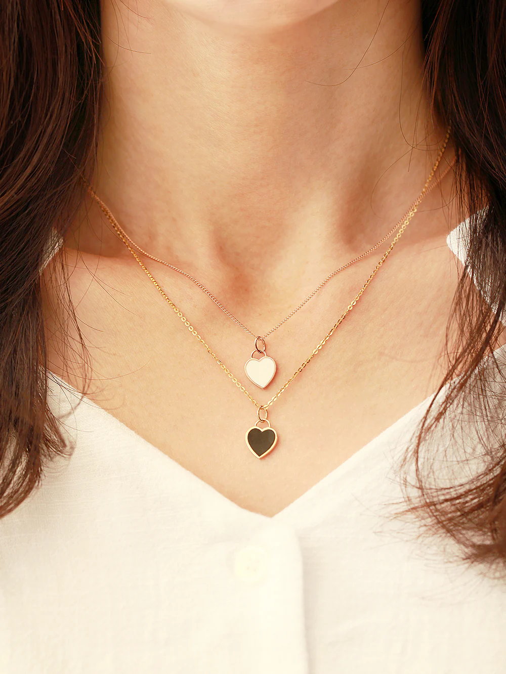 14K Gold Enamel Heart Necklace Pendant - Image 10