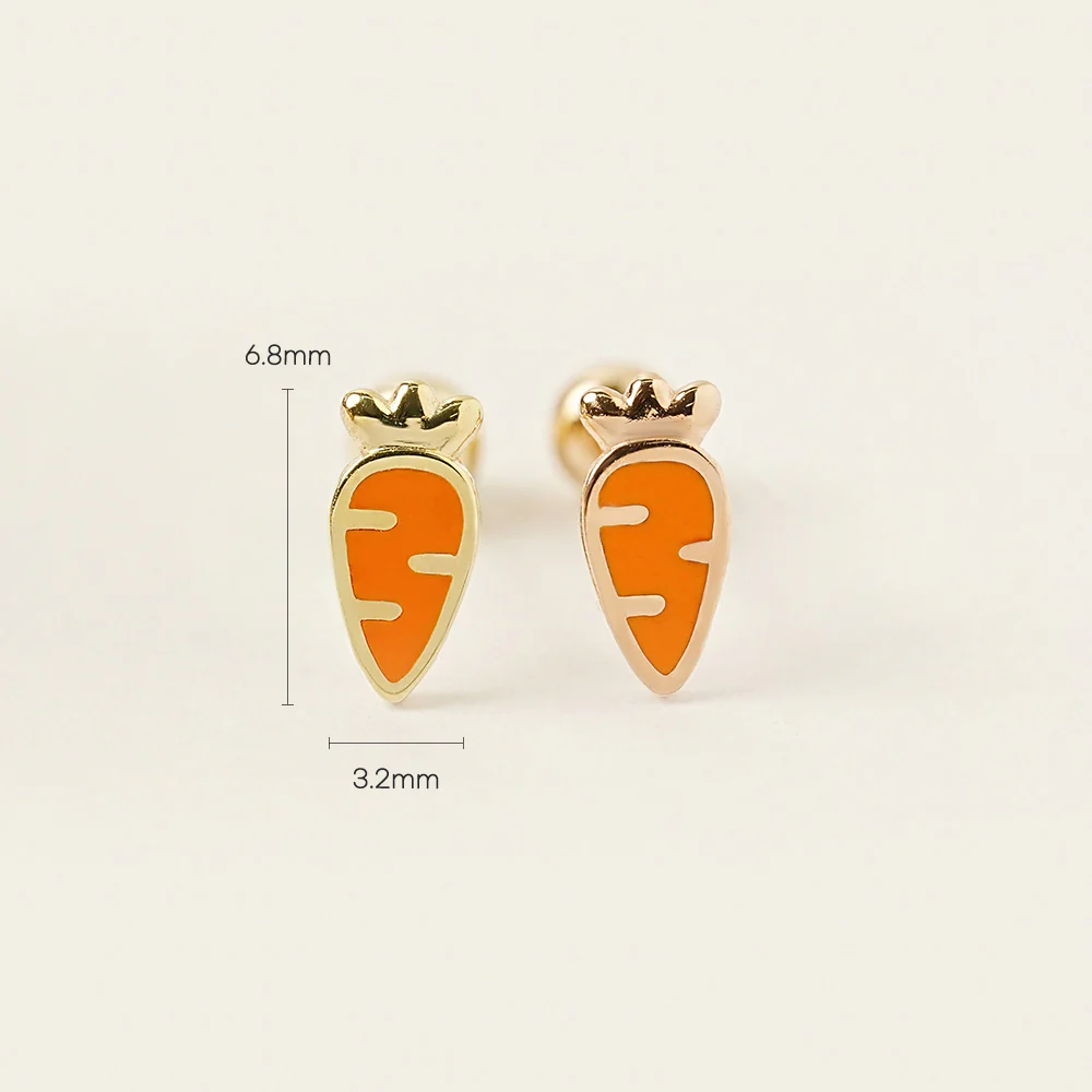 14K Gold Enamel Mini Carrot Cartilage Earring 20G - Image 5