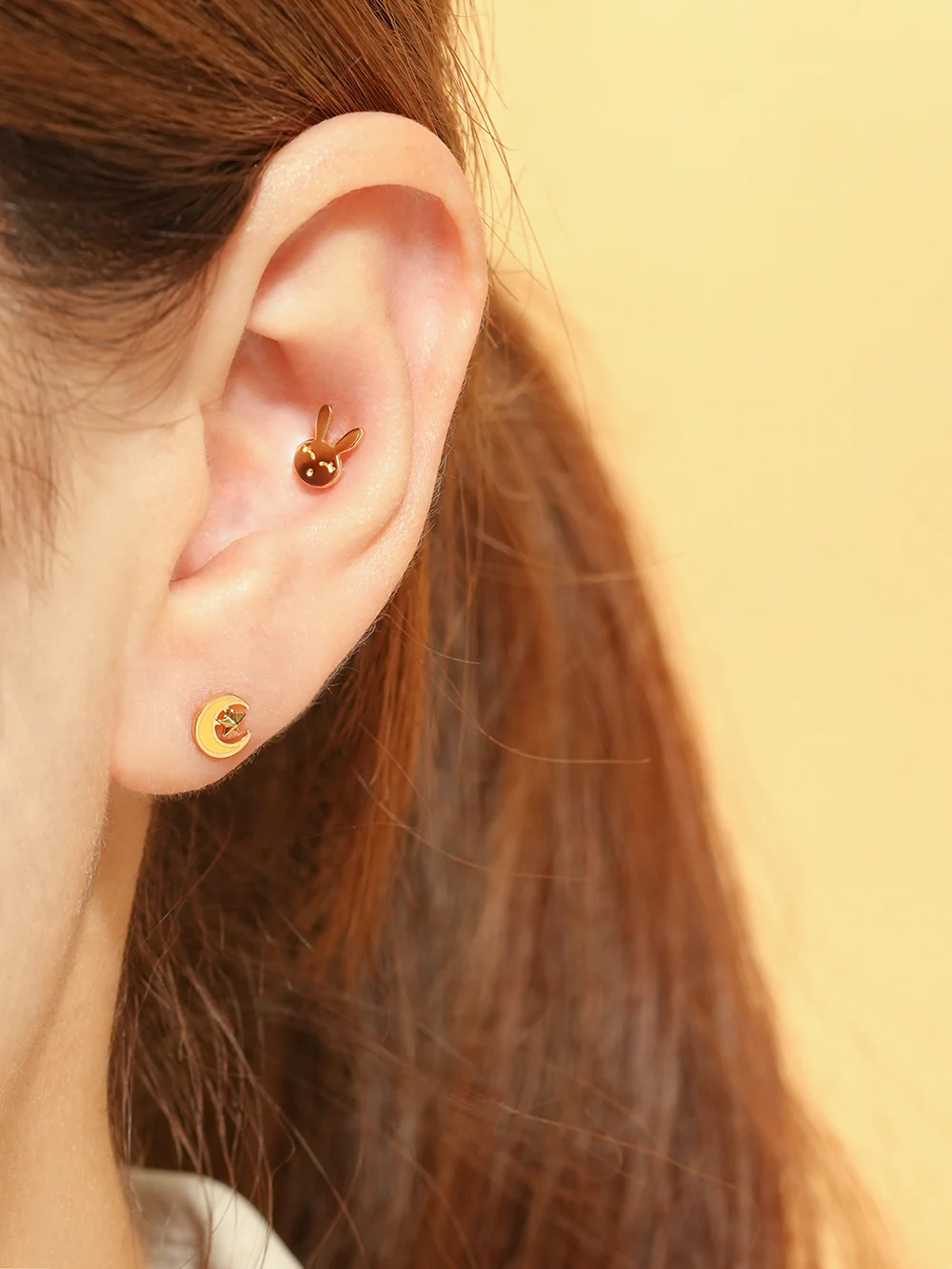 14K Gold Enamel Star Sailor Moon Cartilage Earring 20G - Image 4