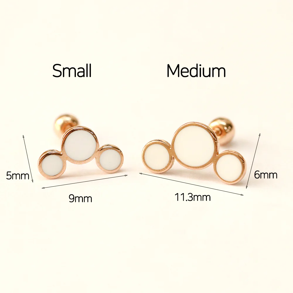 14K Gold Enamel Triple Circle Cartilage Earring 20G18G16G - Image 14